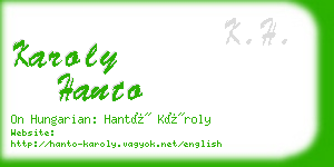 karoly hanto business card